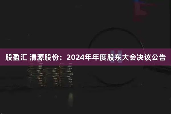 股盈汇 清源股份：2024年年度股东大会决议公告